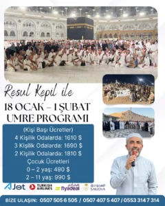 18 Ocak 2026 Umre Programı – 14 Günlük Umre Programı | Aktarmasız