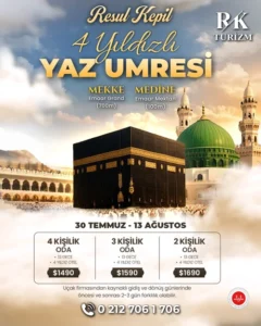30 Temmuz Umresi | Kabe'ye Yürüme Mesafeli Otel | 14 Günlük Umre Fiyatları