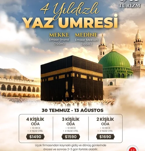 30 Temmuz Umresi | Kabe'ye Yürüme Mesafeli Otel | 14 Günlük Umre Fiyatları